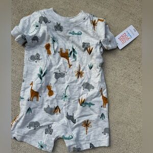Just One You Gray Animal Print Baby Romper